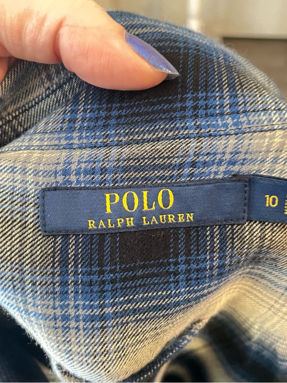 New Polo Ralph Lauren Plaid Button-Front Shirt Dress with Waist Tie - Blue Sz 10 - Picture 8 of 9